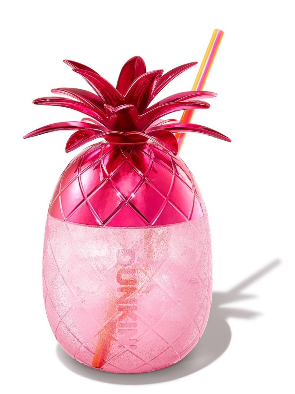 Dunkin Viral Pink Pineapple Tumbler with Straw